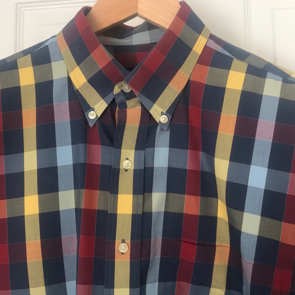 Jos. A Bank Dress Shirt Medium Yellow Red Blue